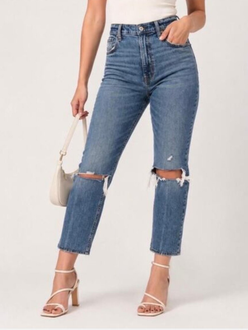 Abercrombie & Fitch Ultra High Rise Ankle Straight Distressed Jeans 29 Regular